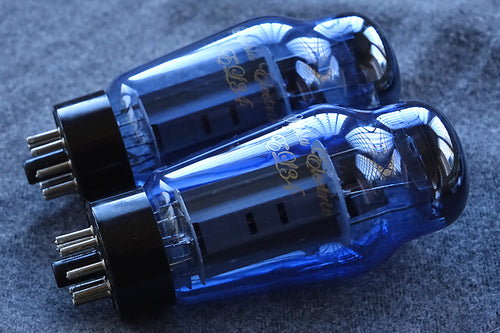 Sophia Electric Grade A Blue Glass EL34-ST Tubes Matched Pair -- Cosmetic Imperfection