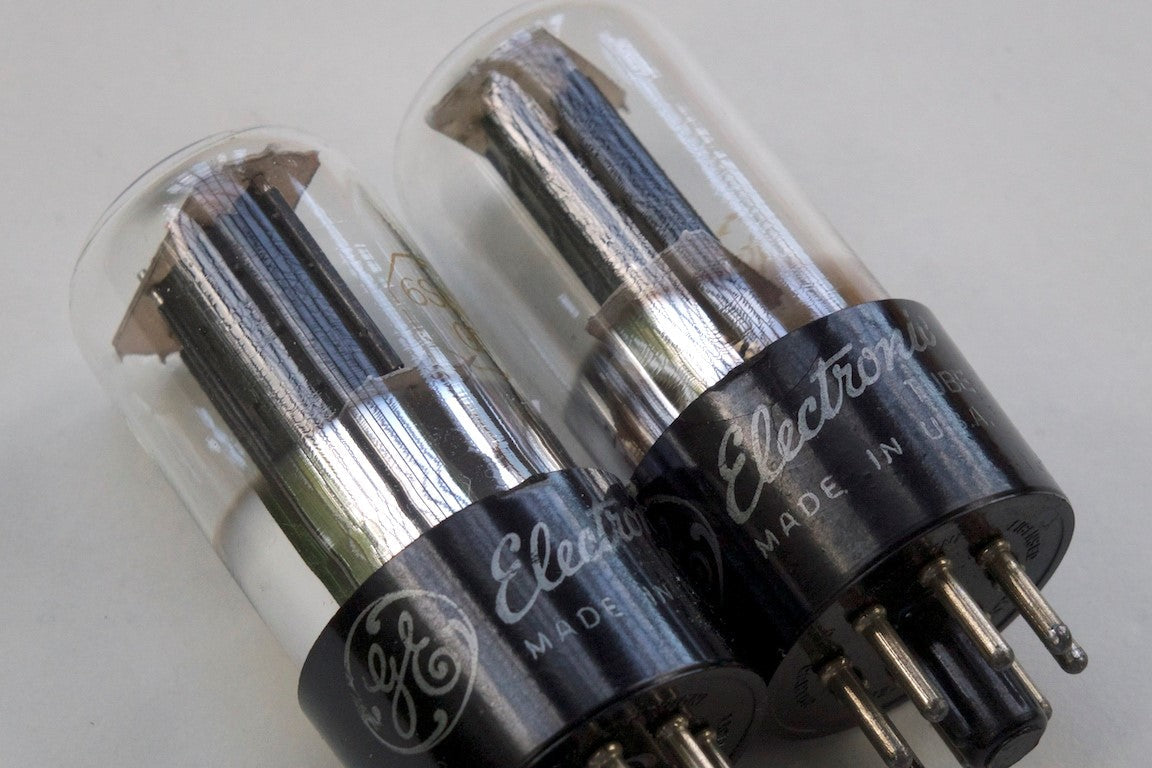 GE101: Vintage GE 6SN7 long glass matched pair